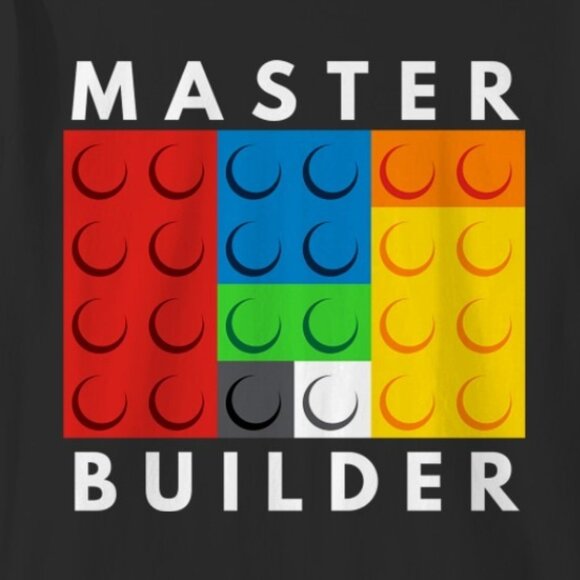 Master Builder Lego Funny Toy Inspired Construction Graphic Pop Culture T-Shirt - Picture 2 of 5